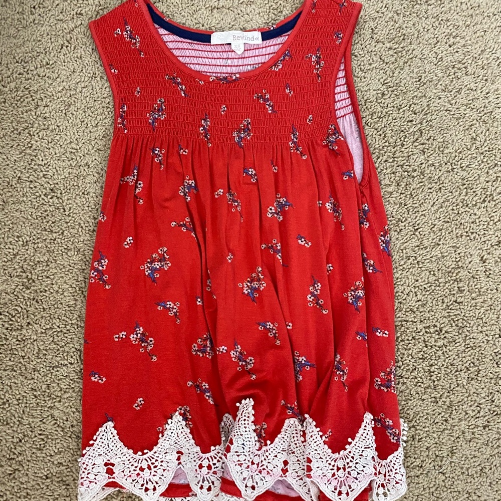 Red floral tank top